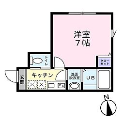 JR仙山線 北仙台駅 徒歩9分の賃貸アパート 1階1Kの間取り