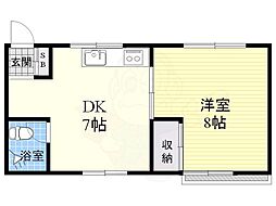 新大阪土井コーポ 1DKの間取図画像