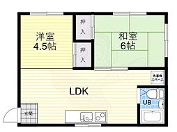 新大阪土井コーポ 1LDKの間取図画像