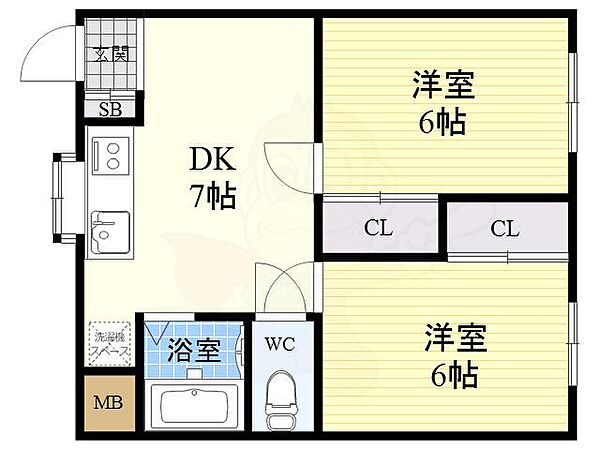 エレガンス5 ｜大阪府大阪市東淀川区下新庄４丁目(賃貸マンション2DK・4階・36.00㎡)の写真 その2