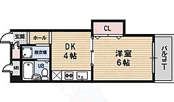 カトレヤハイツ 1DKの間取図画像
