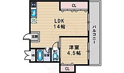 大旺第3マンション 1LDKの間取図画像