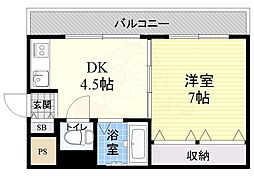 岡本ハイツ 1DKの間取図画像