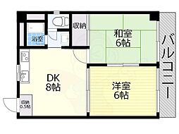 サンシャイン三津屋 2DKの間取図画像