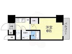 エスリード新大阪ザ・プレミアWEST 5階1Kの間取り