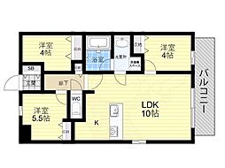 アーバンパーク淡路 6階3LDKの間取り