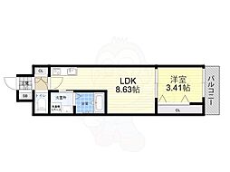 アーバンパーク新大阪 1LDKの間取図画像