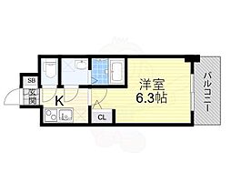 エスリード新北野グランリンク 2階1Kの間取り