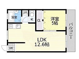 谷田十三マンション 1LDKの間取図画像