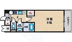 カルム西淡路 3階1Kの間取り