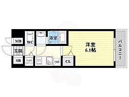 ララプレイス ザ・大阪リヴァージュ 10階1Kの間取り