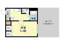 アルビオン新北野 1Kの間取図画像