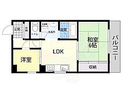 ユニーブル新大阪 2DKの間取図画像