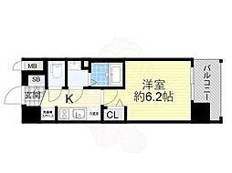 プレサンス大阪三国ネオス 1Kの間取図画像