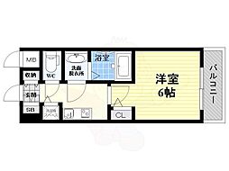 エスレジデンス新大阪ガーデン 1Kの間取図画像