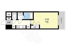 W-STYLE新大阪2 1Kの間取図画像
