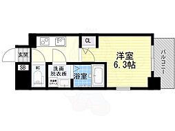エスリード新北野グランリンク 1Kの間取図画像