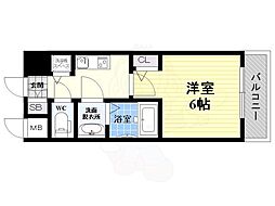 エスレジデンス新大阪ガーデン 1Kの間取図画像