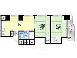 新大阪第2ダイヤモンドマンション 2DKの間取図画像