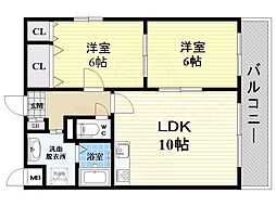 新大阪パークハイツ 2LDKの間取図画像