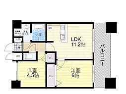 セレッソコートリバーサイドOSAKA 2LDKの間取図画像