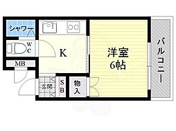 中村マンション 1Kの間取図画像