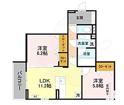 カーサ・プレッツァ豊里 2LDKの間取図画像