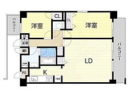 グランルクレ新大阪 2LDKの間取図画像