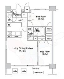 グランルクレ新大阪 2LDKの間取図画像