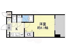 レジディア新大阪 1Kの間取図画像
