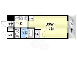 キャッスル北沢新大阪 1Kの間取図画像