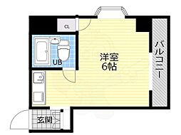 REBANGA十三アパートメント ワンルームの間取図画像