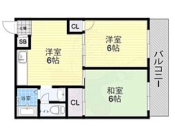 第2淀川ビル 2DKの間取図画像