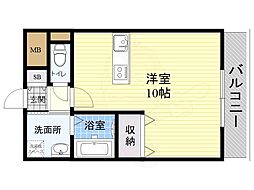 パレス東洋豊里2 1Kの間取図画像