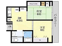 プラザ新大阪 2DKの間取図画像