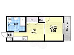 新大阪第2ダイヤモンドマンション 1LDKの間取図画像