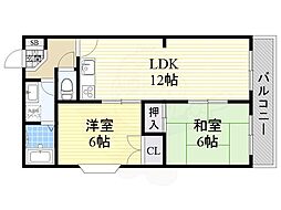 シャン・クレール豊新 2LDKの間取図画像
