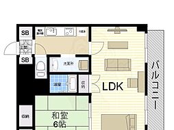 アローンズ大阪 1LDKの間取図画像