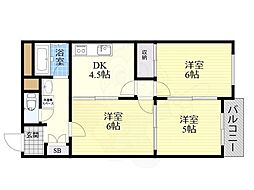 新大阪末広第1ハイツ 3DKの間取図画像