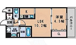 グランルクレ新大阪 1LDKの間取図画像
