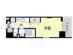 Luxe新大阪α 1Kの間取図画像