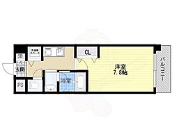 シャインビュー淡路 1Kの間取図画像