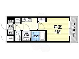 エスレジデンス新大阪ガーデン 1Kの間取図画像