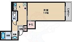 アローンズ大阪 1Kの間取図画像