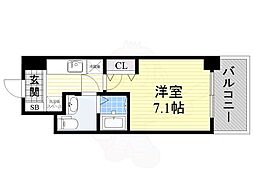 ラクラス新大阪 1Kの間取図画像