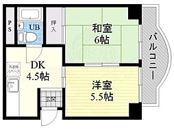 ドルミ新大阪 2DKの間取図画像