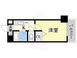 ノルデンハイム淡路D棟 1Kの間取図画像