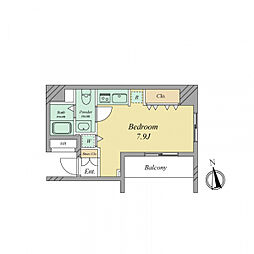 ドルチェ東京府中・弐番館 ワンルームの間取図画像