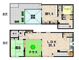 インペリアルビル 5階2LDKの間取り