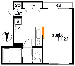フラワームーン ワンルームの間取図画像